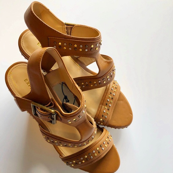 Express Platform Wedge Studded Sandals sz 9 - Picture 4 of 7